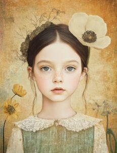 Girl with Crown of Buttercream Flowers