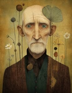 Elderly Man with Botanical Crown