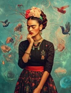 Frida with Floral Cosmos