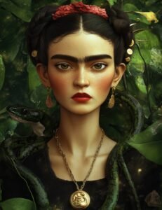 Botanical Frida with Serpent