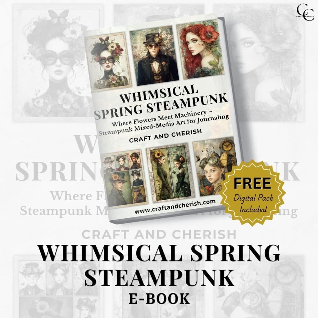 Whimsical Spring Steampunk E-Book, A Digital Collection of Vintage Steampunk and Spring Fantasy Art for Junk Journals, Scrapbooking, and Mixed Media