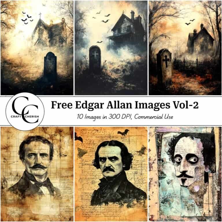 10 Free Vintage Portrait Images of Edgar Allan Poe – Printable Ephemera Sheets for Junk Journals Vol. 2