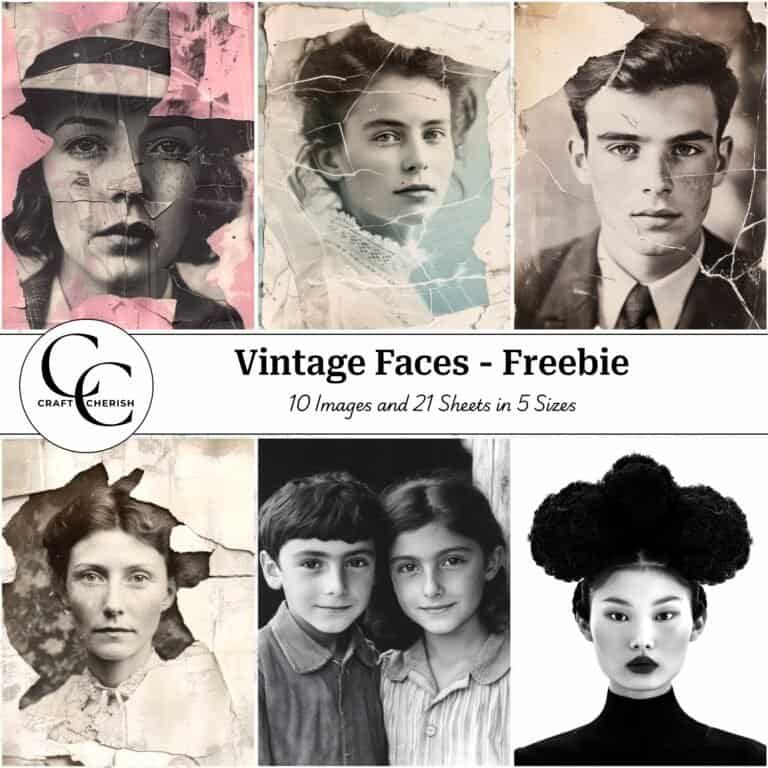 10 Free Vintage Portrait Images Vol-2 - Vintage Faces Book, Printable Sheets for Junk Journals
