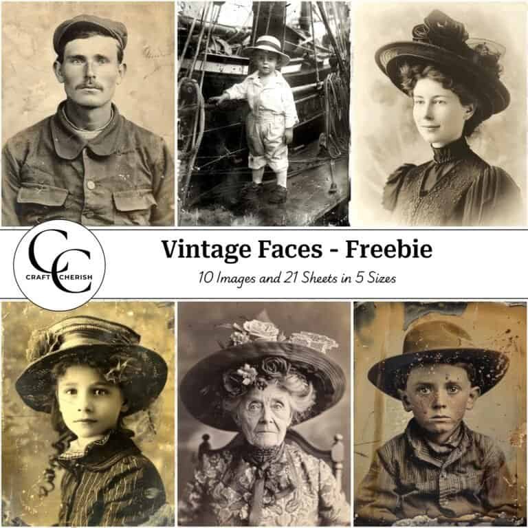 10 Free Vintage Portrait Images Vol-1 - Vintage Faces Book, Printable Sheets for Junk Journals