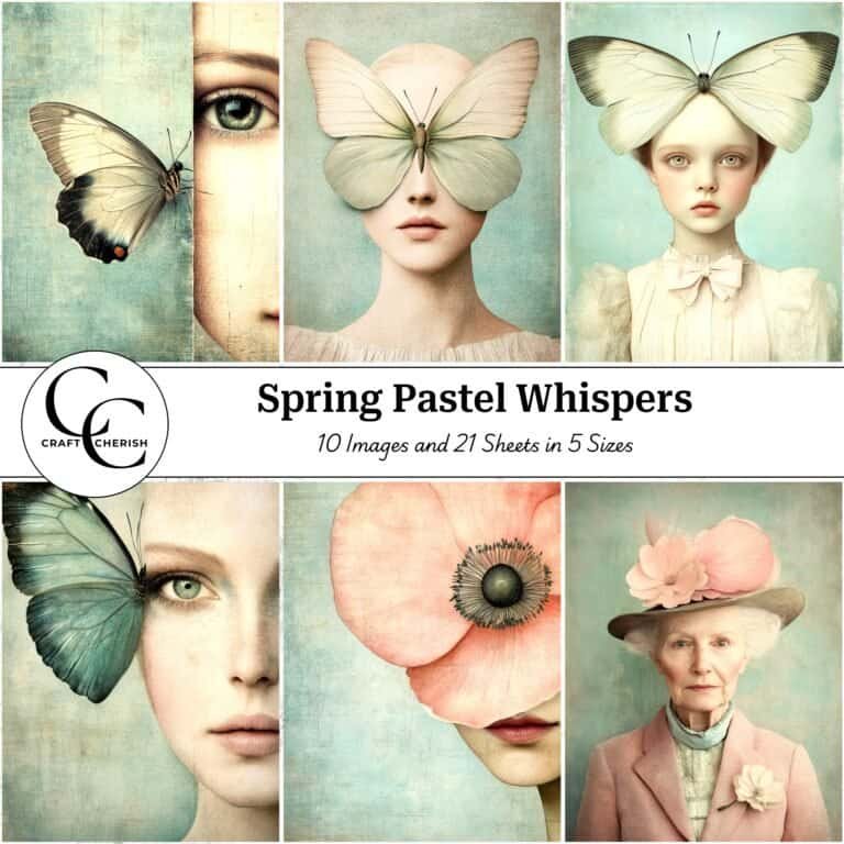 10 Free Pastel Surreal Spring Images - Spring Pastel Whispers Book, Printable Sheets for Junk Journals