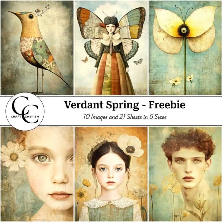 10 Free Verdant Surreal Spring Images - Verdant Spring Book, Printable Sheets for Junk Journals