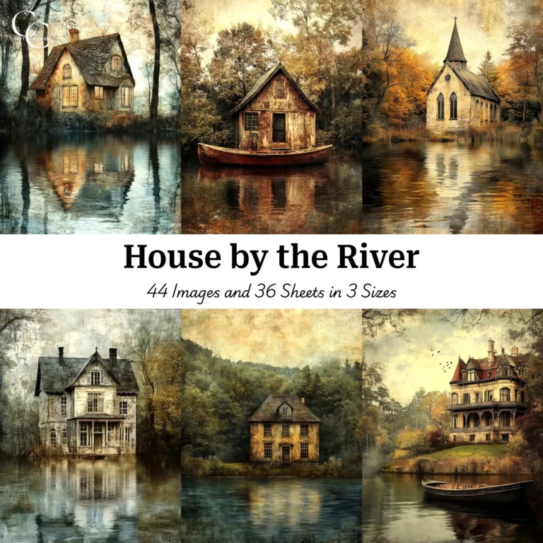 House by the Water Images – Victorian Rustic Riverhouse Printables High Quality Digital Download for Papercraft, Junk Journals, and Scrapbooks