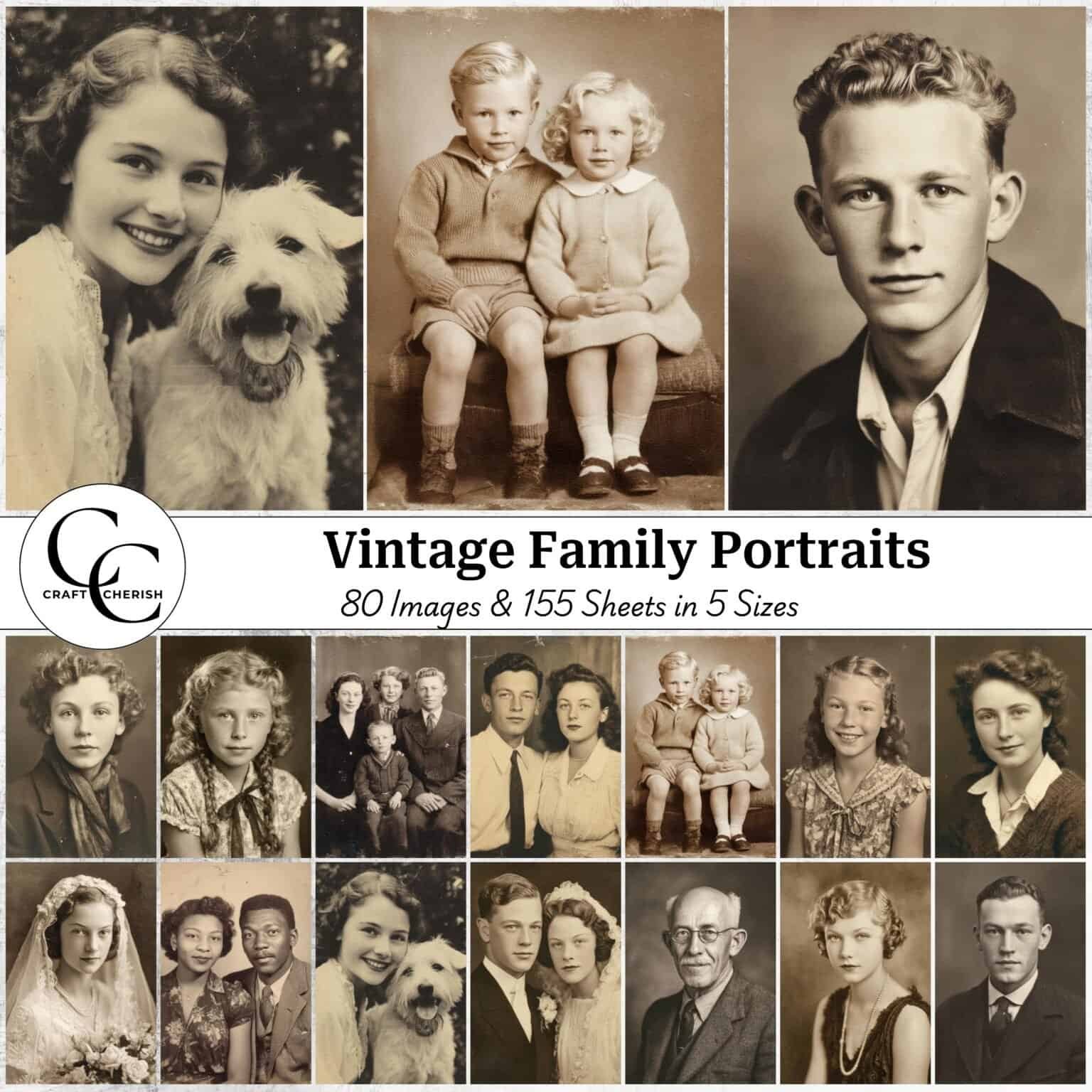 80 Vintage Family Portrait, Papercraft Collage Printable, Junk Journal ...