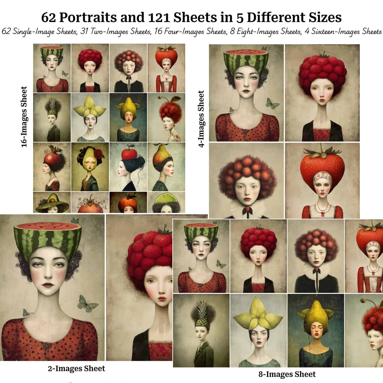 62 Surreal Fruit Portraits, Whimsical Fantasy Characters for Junk ...