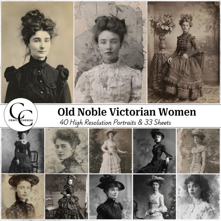 40 Victorian Lady Portraits, Vintage Noble Women Photos Collection, High-Quality Printable Ephemera for Junk Journals, Scrapbooks & Crafts