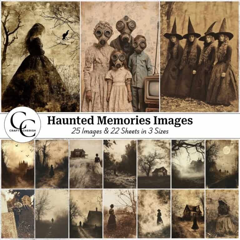 25 Vintage Haunted Digital Images, Spooky Halloween, Gothic Art, High-Quality Printables for Scrapbooking, Journals & Papercrafts