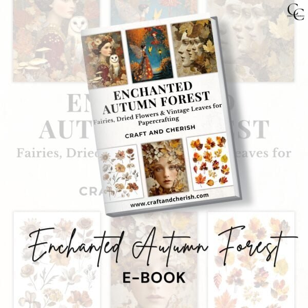 Enchanted Autumn Forest Printable E Book – Fairies, Dried Flowers & Vintage Leaves for Papercrafting (Digital Download)