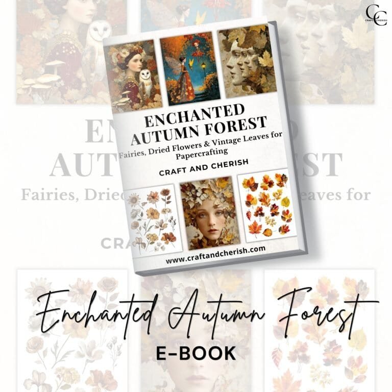 Enchanted Autumn Forest Printable E Book – Fairies, Dried Flowers & Vintage Leaves for Papercrafting (Digital Download)