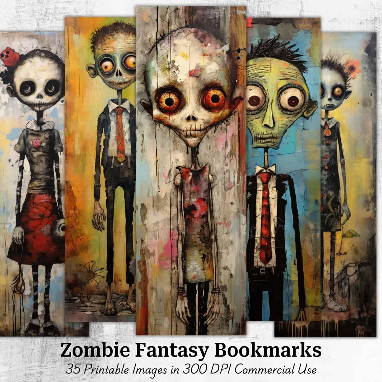 Creepy Zombie Bookmarks – Horror Printable Ephemera for Halloween Junk ...