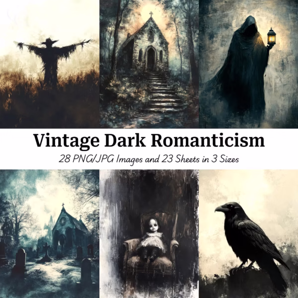 Moody Vintage Gothic Images – Eerie Dark Art Prints for Junk Journals