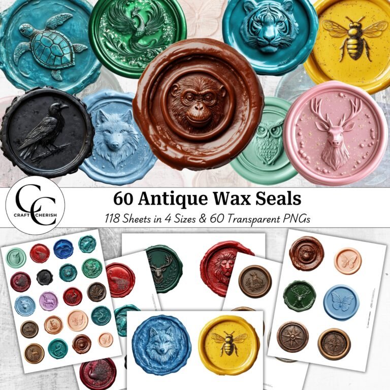 Antique Animal Wax Seals: Vintage Collage Printables (Digital Download)