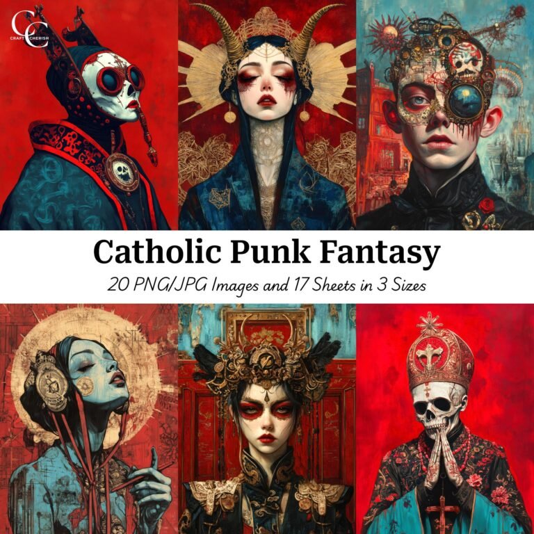 Catholic Punk Surreal Pop Art – Fantasy Digital Images for Junk Journals