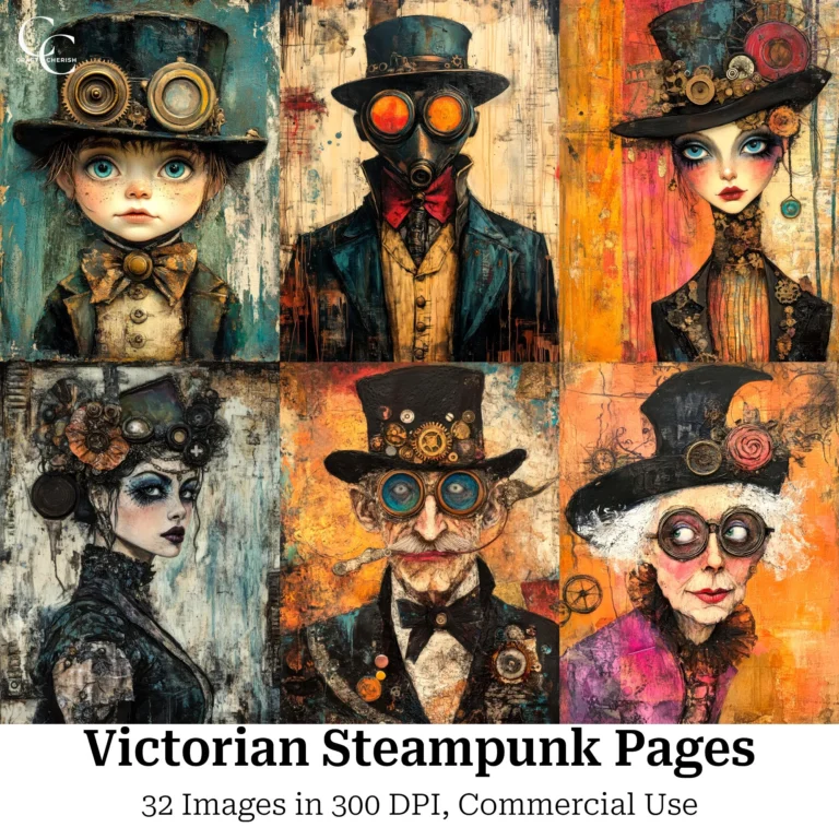Victorian Steampunk People Printable Papers – Whimsical Vintage Scrapbook & Junk Journal Images