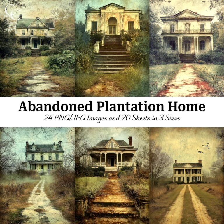 Abandoned Southern Plantation Home Images, Southern Gothic Decay Photos, Vintage Mansion Ephemera for Junk Journals, Scrapbook Printable, Digital Download
