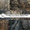 Grungy Dark Lace Fabric Digital Paper, Gothic Distressed Lace Textures for Junk Journals