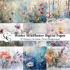 Winter Floral Junk Journal Paper, Vintage Christmas Wildflower Backgrounds for Scrapbooks