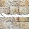 Coffee Stained Lace Paper, Vintage Fabric Backgrounds for Junk Journals, Shabby Chic Lace Printable