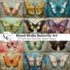 Whimsical Butterfly Mixed Media Images, Colourful Butterfly Printables for Junk Journals