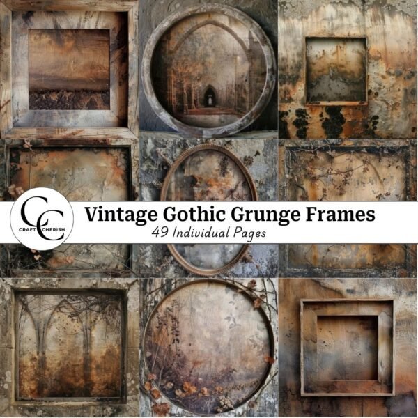 Vintage Gothic Grunge Frames, Distressed Grunge Photo Frames for Junk Journals, Scrapbook Printable