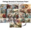 Vintage Christmas Junk Journal Paper, Festive Botanical Foliage Backgrounds for Scrapbooks – image 2