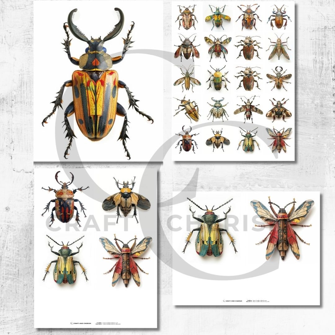 Insect Fussy Cut PNG, Realistic Bug Decoupage Figurine Images for Junk Journals, Scrapbook Ephemera – image 3