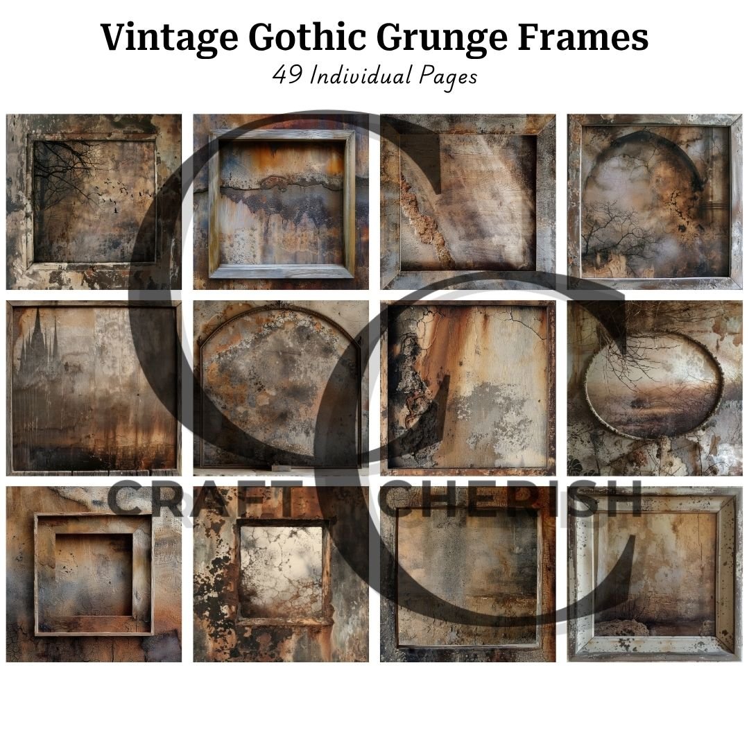 Vintage Gothic Grunge Frames, Distressed Grunge Photo Frames for Junk Journals, Scrapbook Printable – image 4