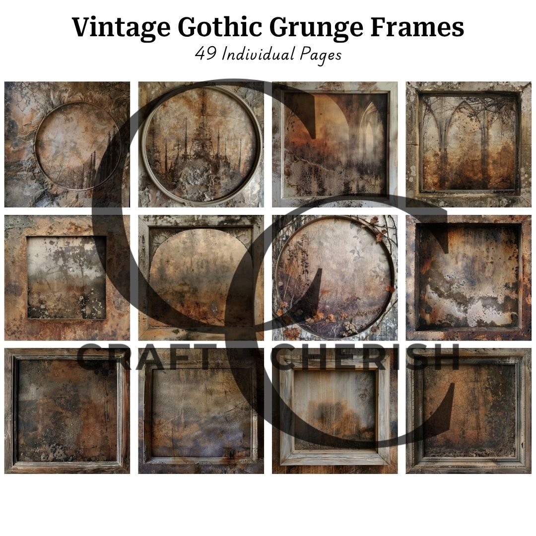 Vintage Gothic Grunge Frames, Distressed Grunge Photo Frames for Junk Journals, Scrapbook Printable – image 5