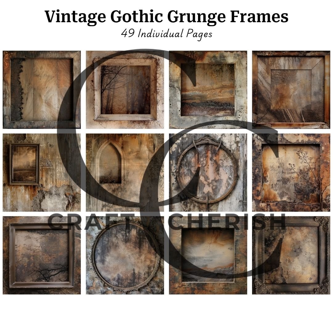 Vintage Gothic Grunge Frames, Distressed Grunge Photo Frames for Junk Journals, Scrapbook Printable – image 6