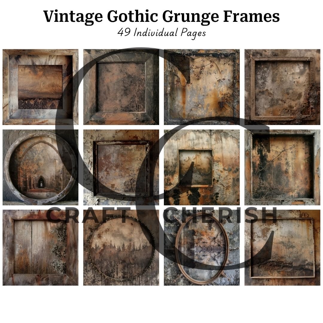 Vintage Gothic Grunge Frames, Distressed Grunge Photo Frames for Junk Journals, Scrapbook Printable – image 2