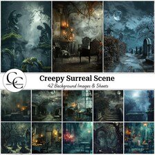 Creepy Surreal Background Printables, Haunted Whimsical Gothic (Digital Images)