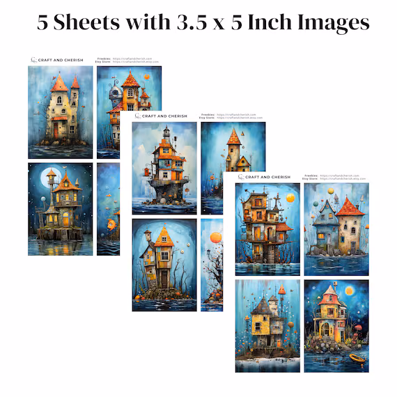 Underwater House Printable Images, Whimsical Ocean Abode Art for Junk Journals – image 4