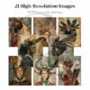 Wildlife Warrior Art, Surreal Lady Images for Junk Journals, Whimsical Animal Portrait Ephemera – image 5