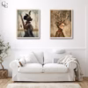 Wildlife Warrior Art, Surreal Lady Images for Junk Journals, Whimsical Animal Portrait Ephemera – image 4